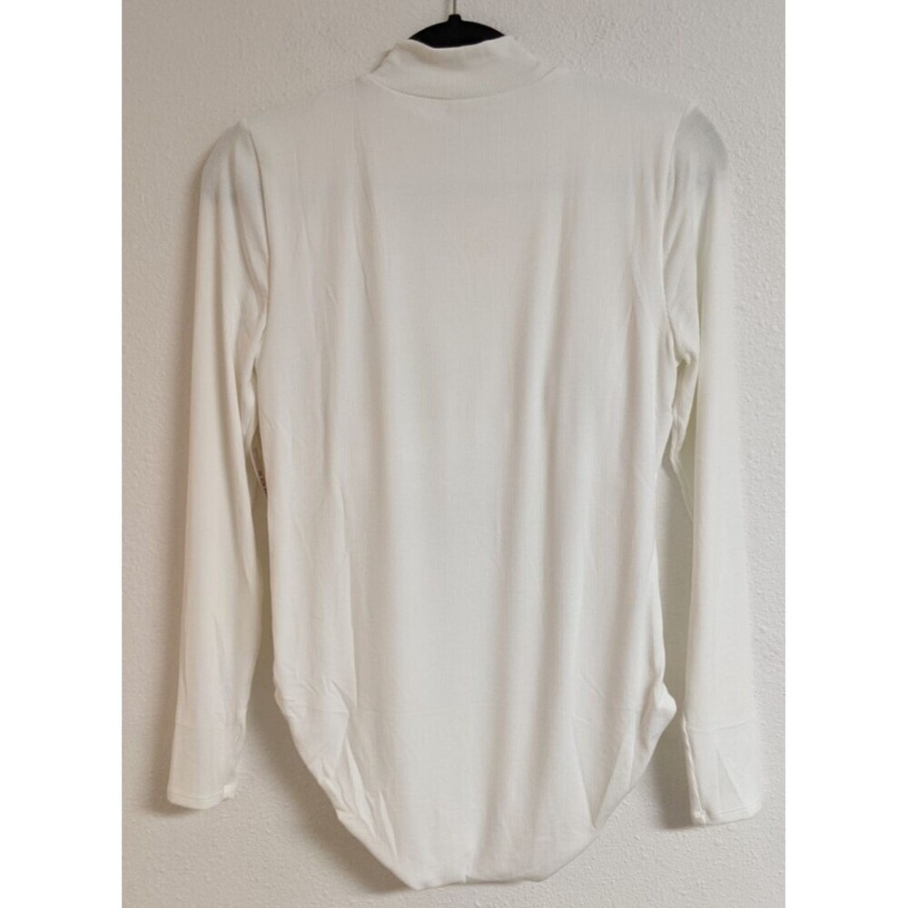 NWT~SOMA White Ribbed Mock Neck Bodysuit w/ Built-In Bra Medium  $69.95 - Picture 4 of 10